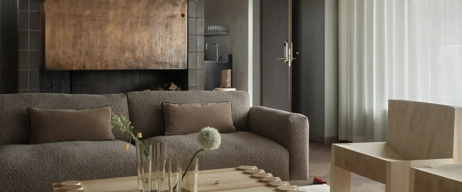 Bob W Helsinki Kamppi Interior Rooftop Shared Space Fireplace