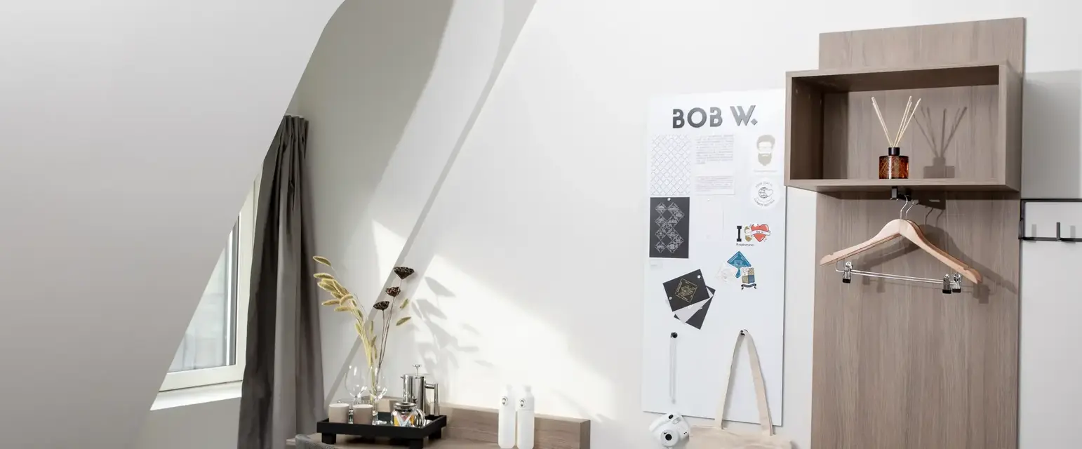 a room with a desk and chair