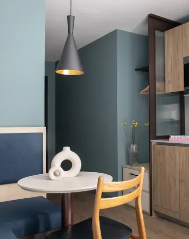 View of the living space focusing on the Kitchen