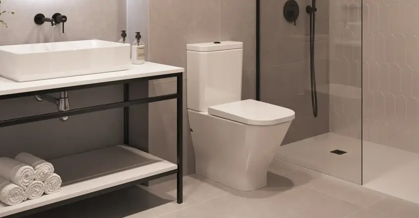 a bathroom with a mirror and sink