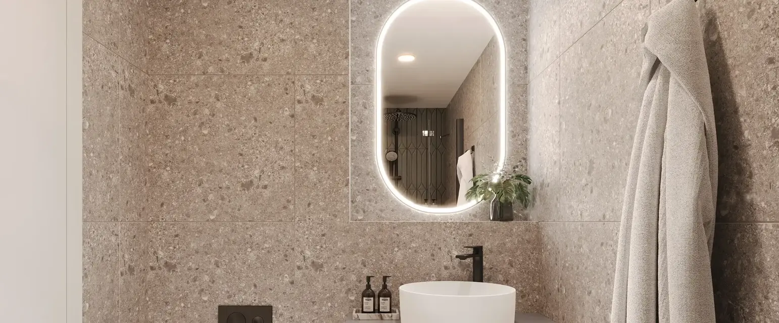 a bathroom with a sink toilet and a mirror