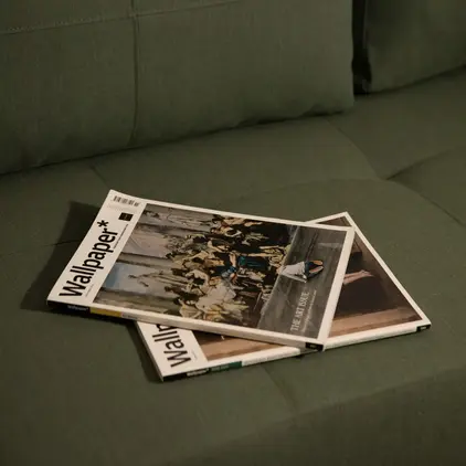 a two books on a couch