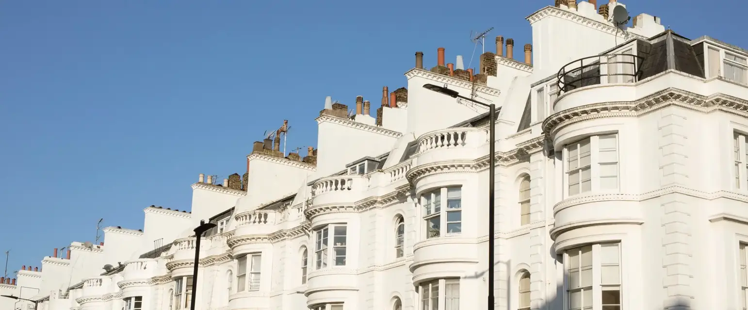 a row of white buildings