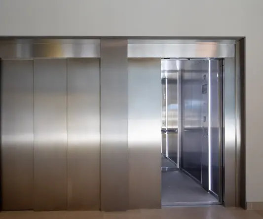 an elevator with a door open