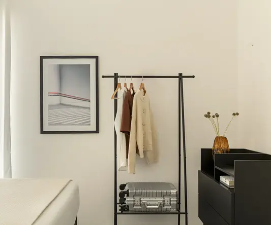a rack with clothes on it