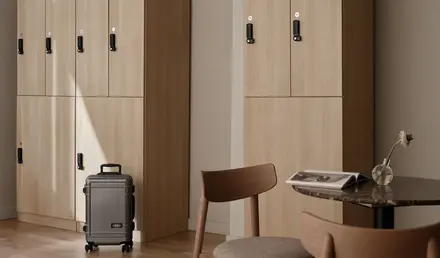 Wooden luggage lockers