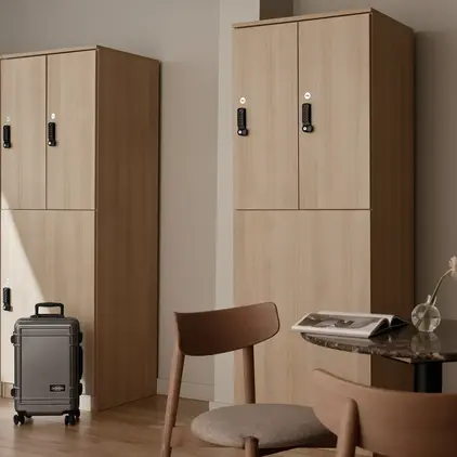 Wooden luggage lockers