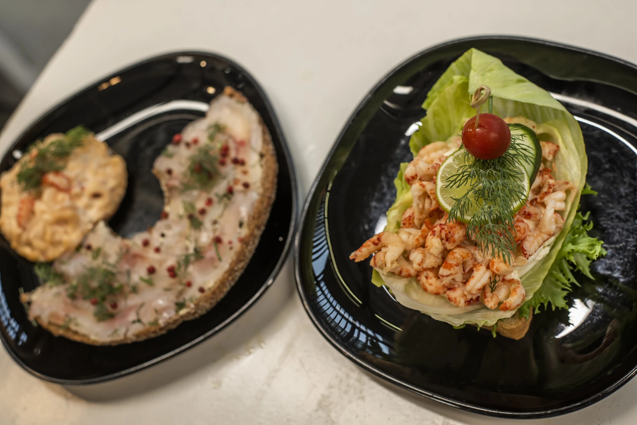 Bob W_Helsinki City Centre_Open sandwiches with shrimp and cured fish Bob W_Helsinki City Centre_Open sandwiches with shrimp and cured fish