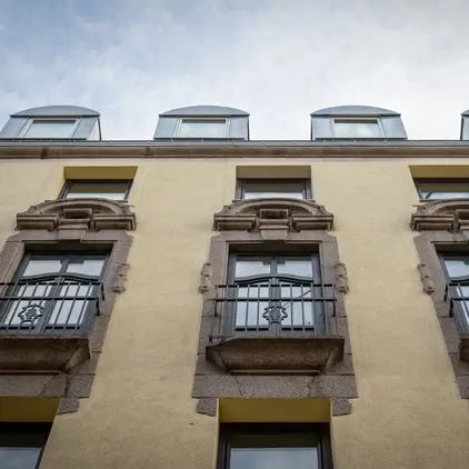 a building with many windows