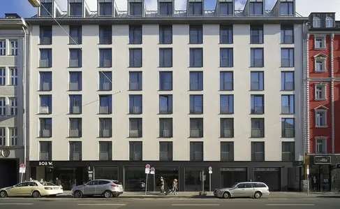 a building with many windows