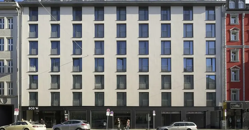 a building with many windows