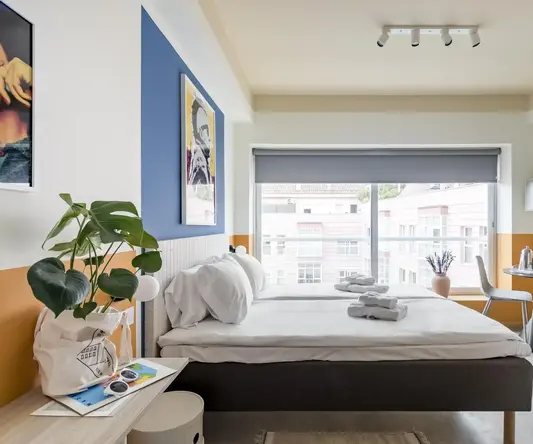 a bed with towels on it