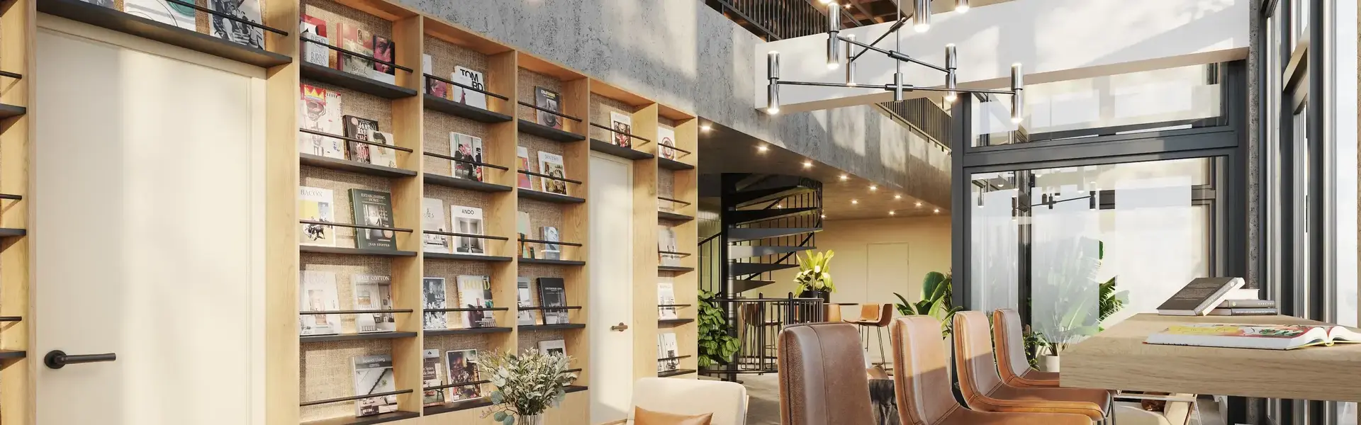 a room with chairs and a table