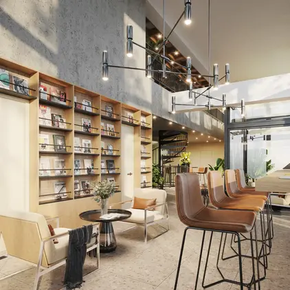 a room with chairs and a table