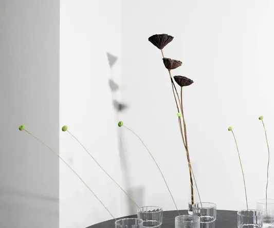 a group of glasses on a table