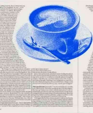 An open book with a cup of coffee illustration.