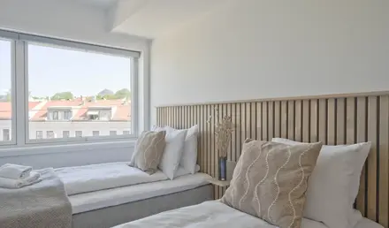 a room with two beds