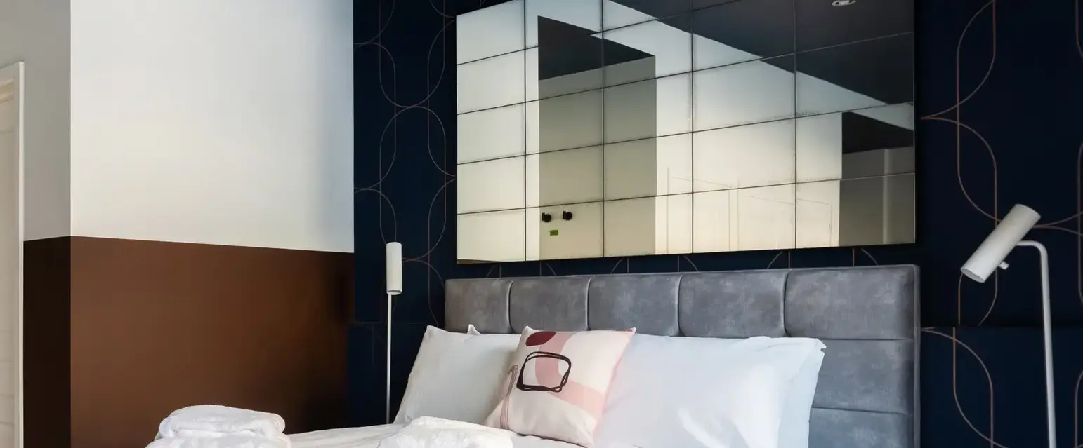 a bed with towels on it