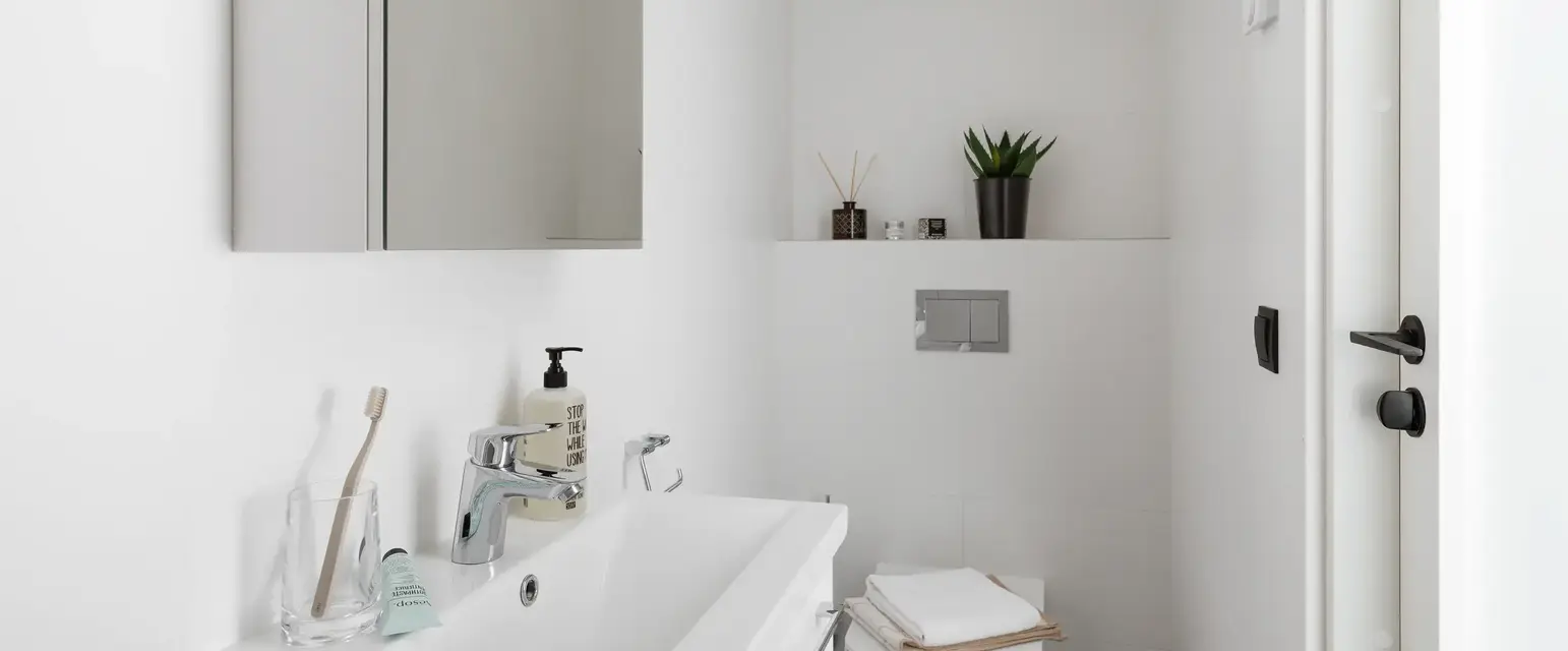 a bathroom with a sink and toilet