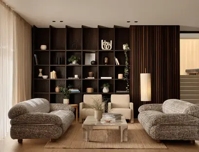 a living room with a couch and a coffee table