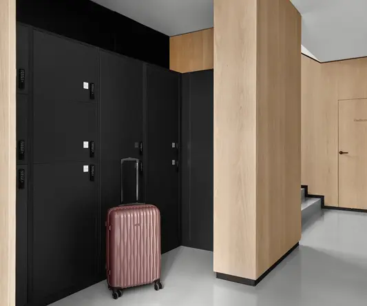 a suitcase in a hallway