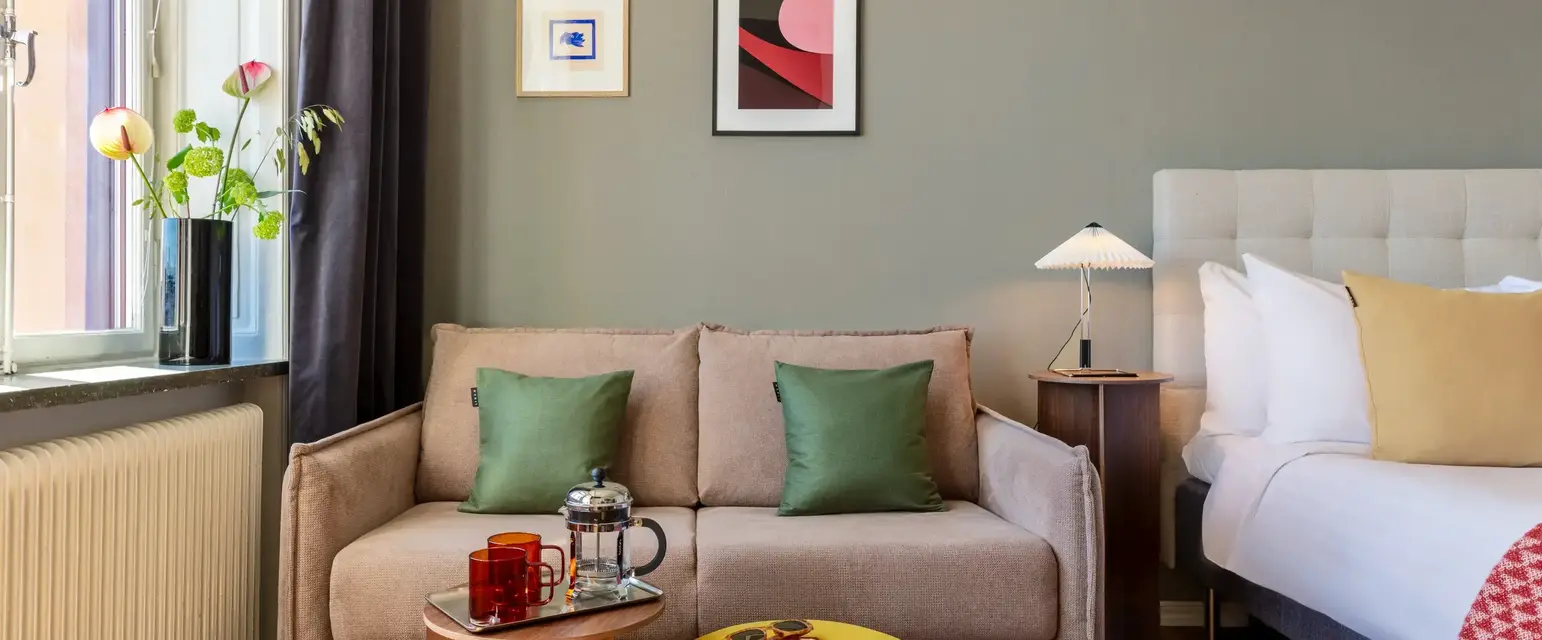 a couch and a table in a room