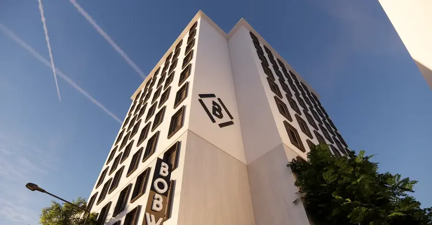 a building with many windows