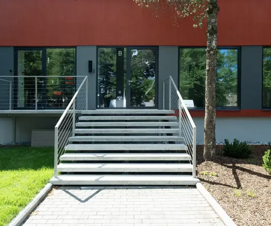 a stairs leading to a building