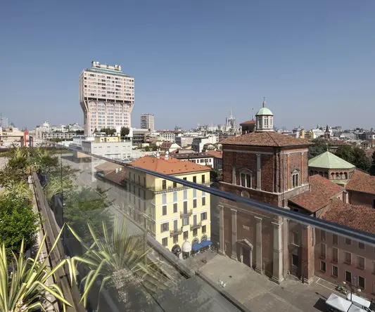 a rooftop view of a city