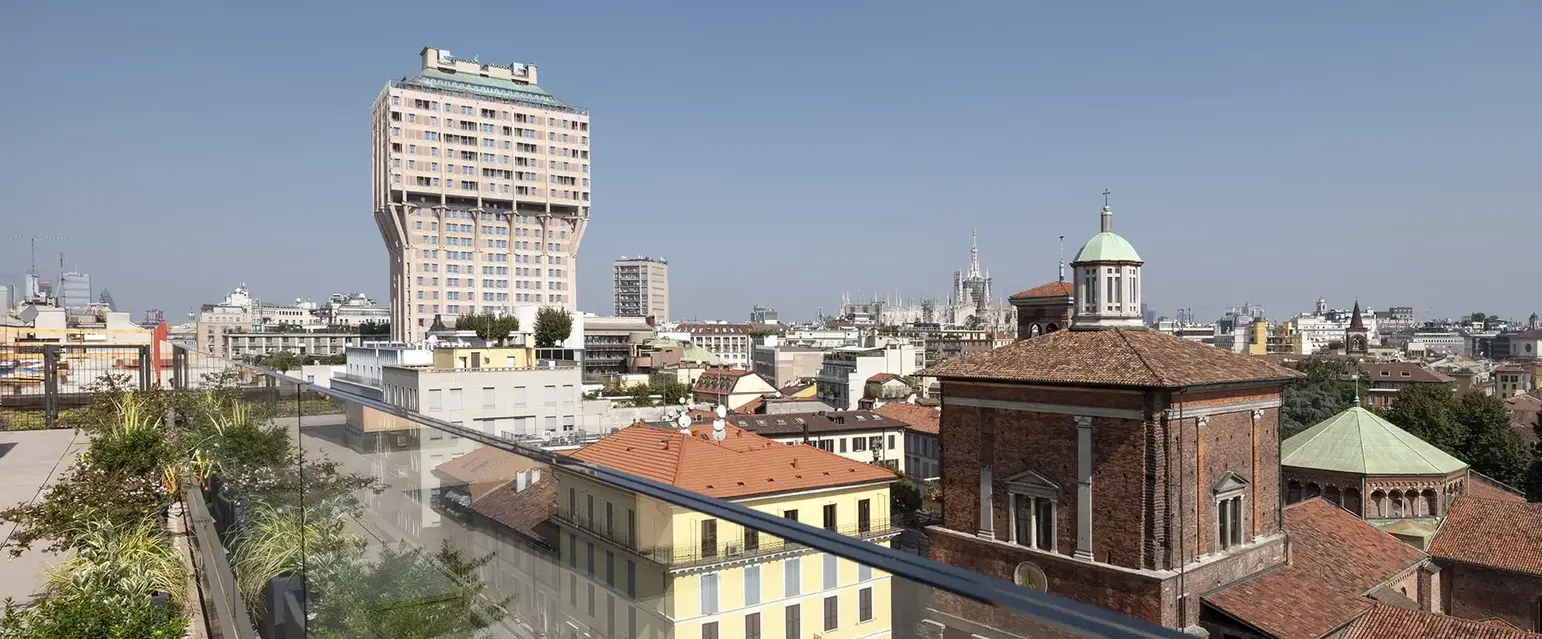 a rooftop view of a city