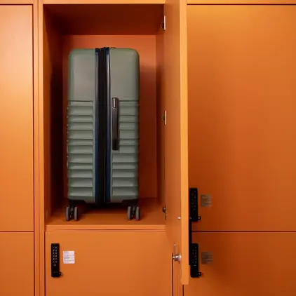 a suitcase in a locker