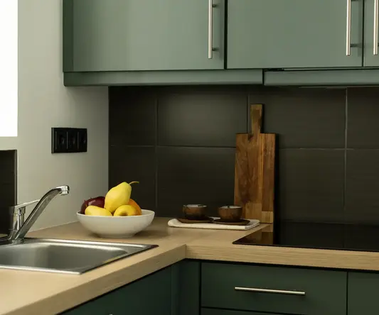 a bowl of fruit on a counter