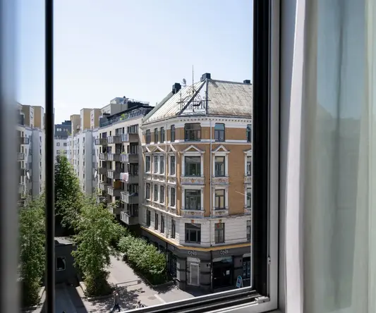 a view of a city from a window