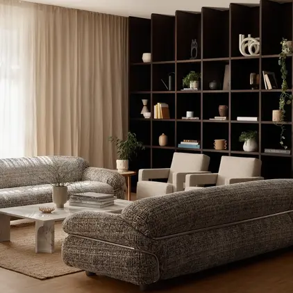 a living room with a couch and a coffee table