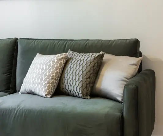 a couch with pillows on it
