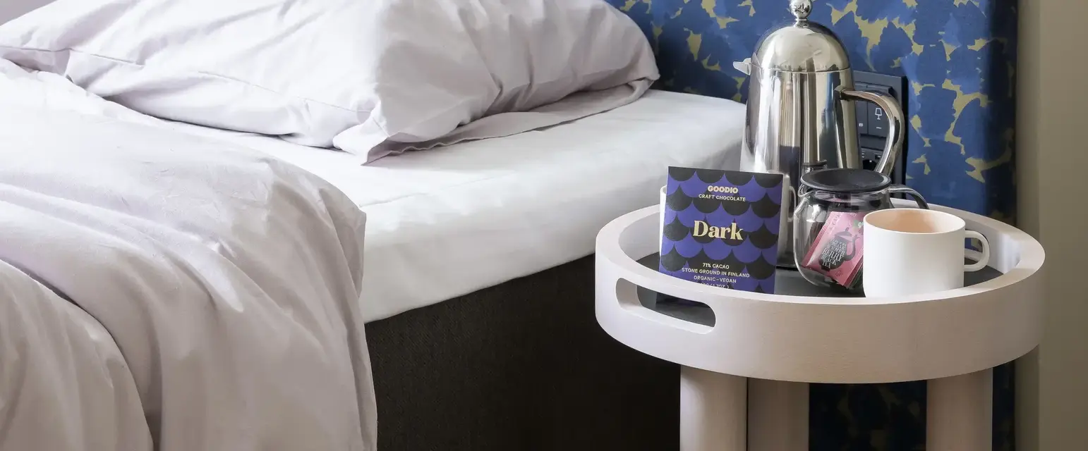 a table with a tray on it