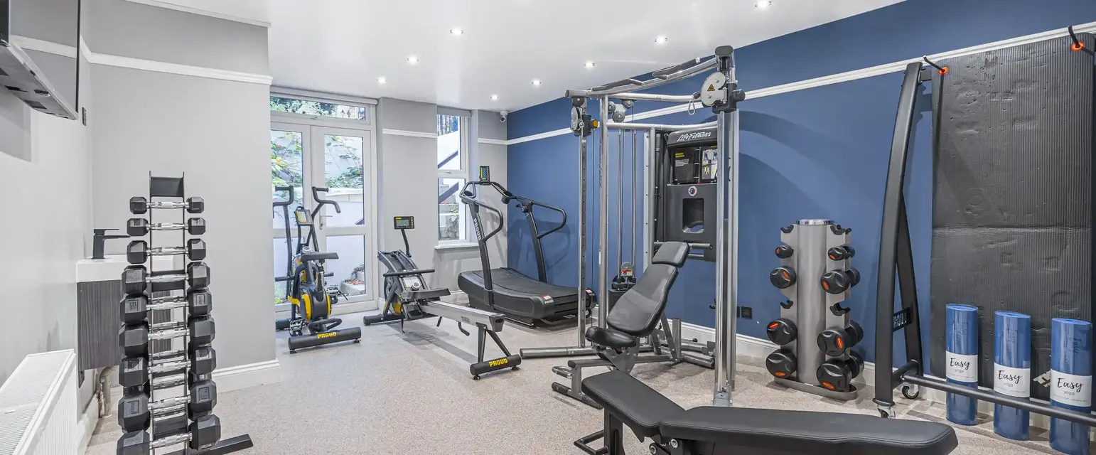 a room with exercise equipment