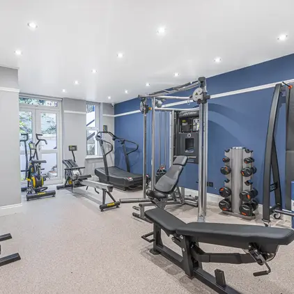 a room with exercise equipment