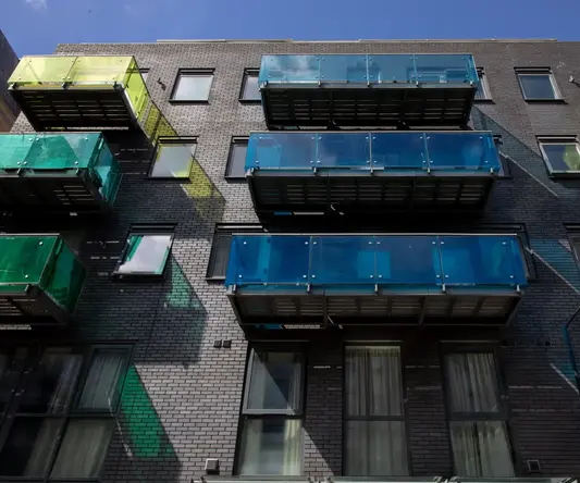 a building with many balconies