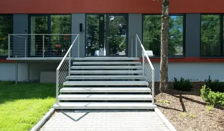 a stairs leading to a building