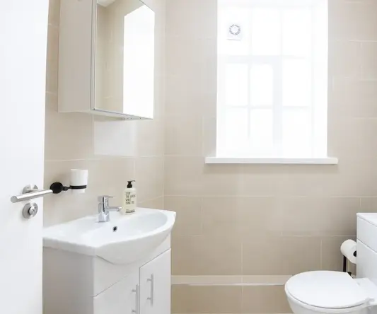 a bathroom with a sink and toilet