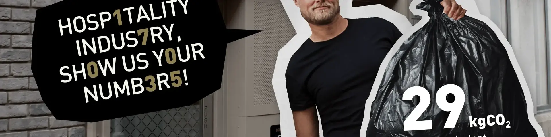 a man holding a garbage bag