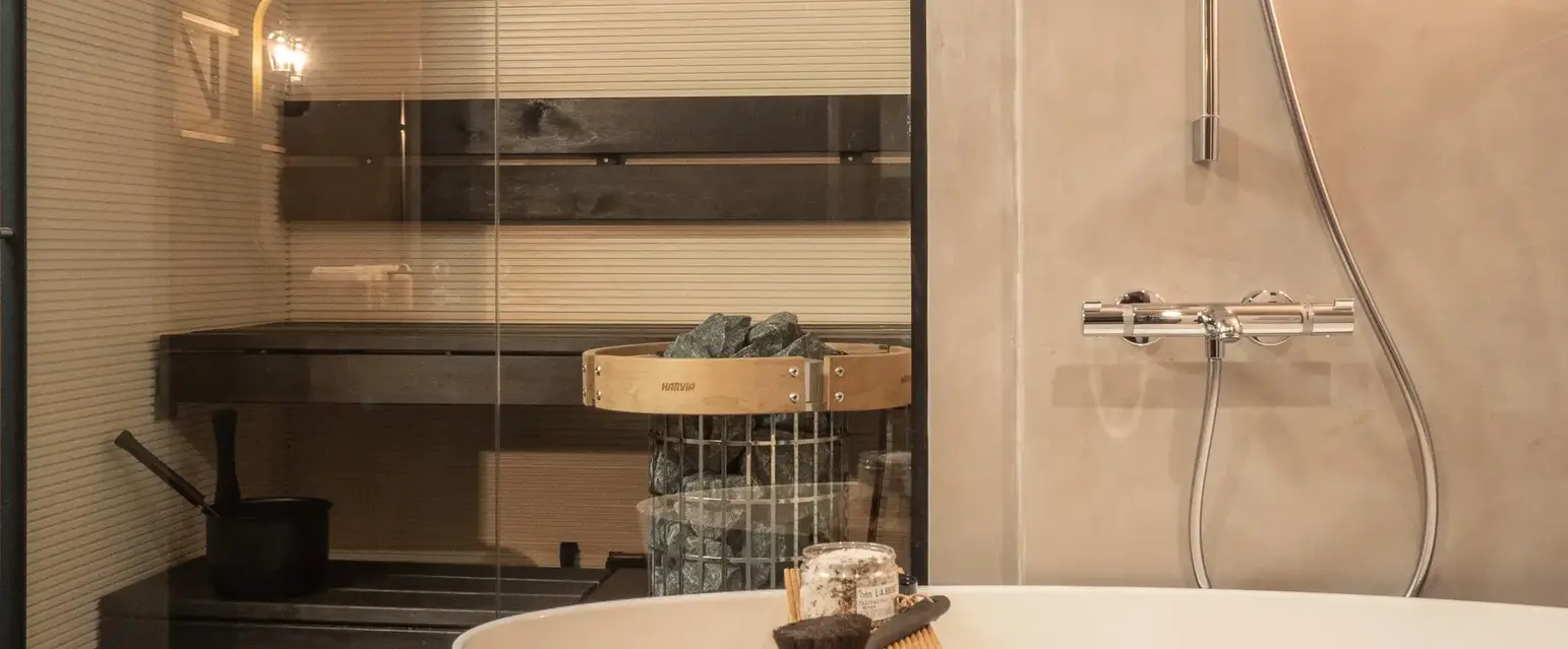 a bathtub and shower in a bathroom