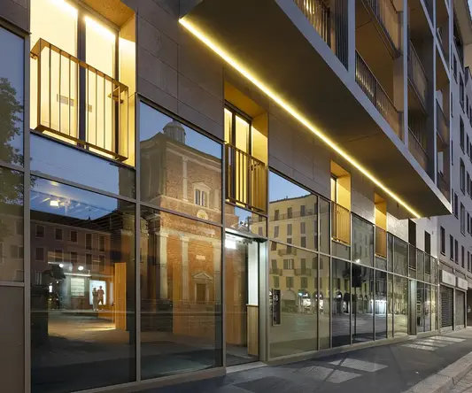 a building with glass windows