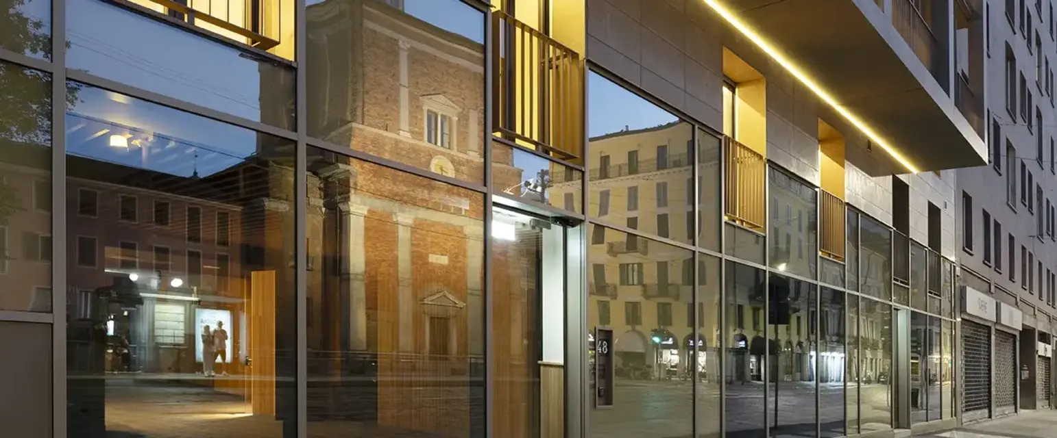 a building with glass windows