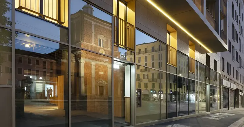 a building with glass windows