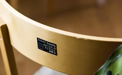 a close up of a chair showing sustainability