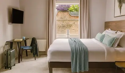 a bed in a room