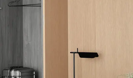 a chair and table in a room