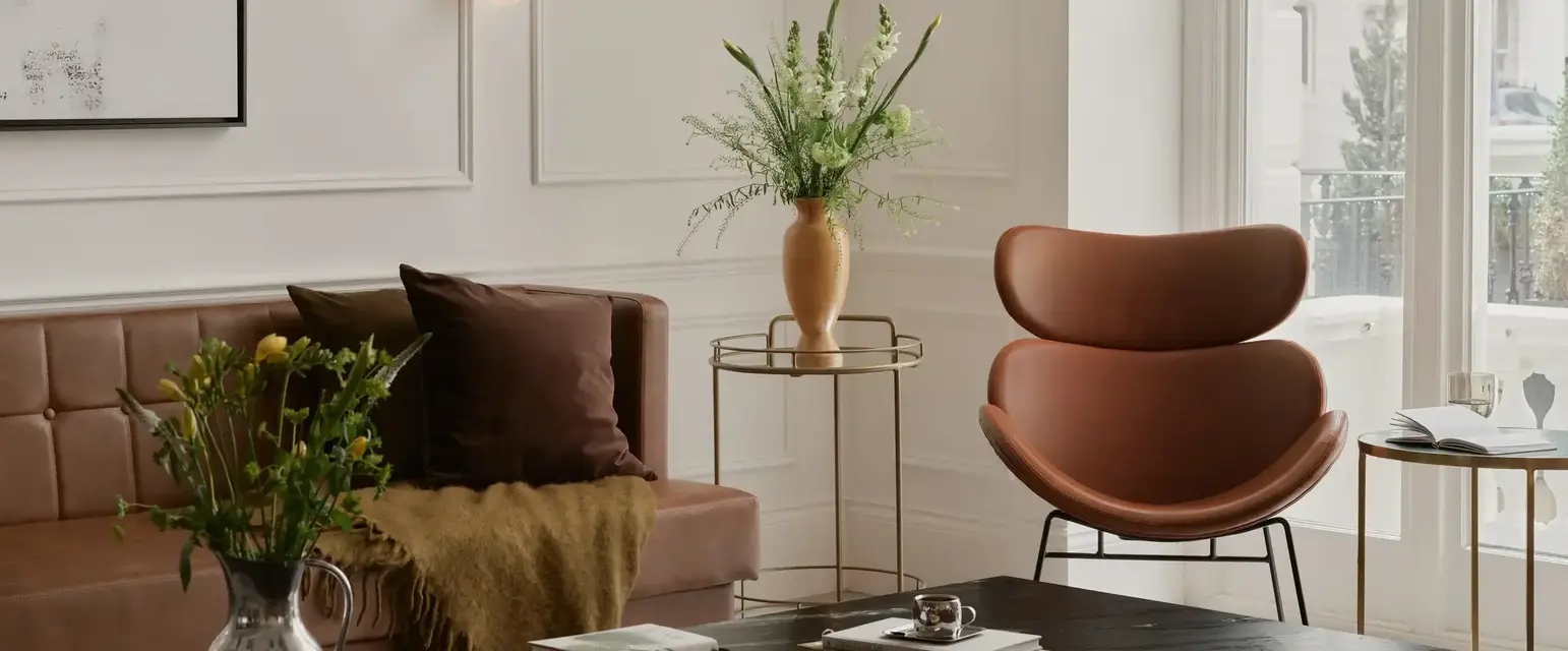 a living room with a couch and a coffee table